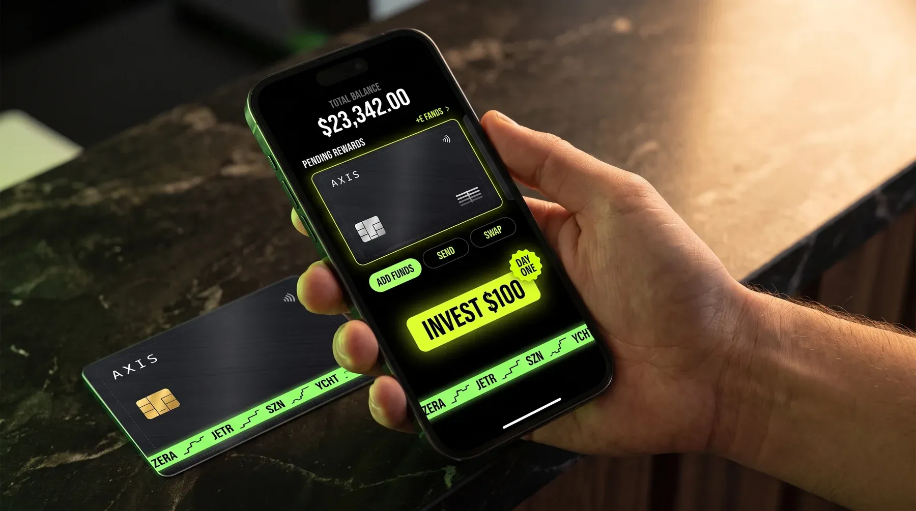 A customer buying in from their phone — invest, day one.