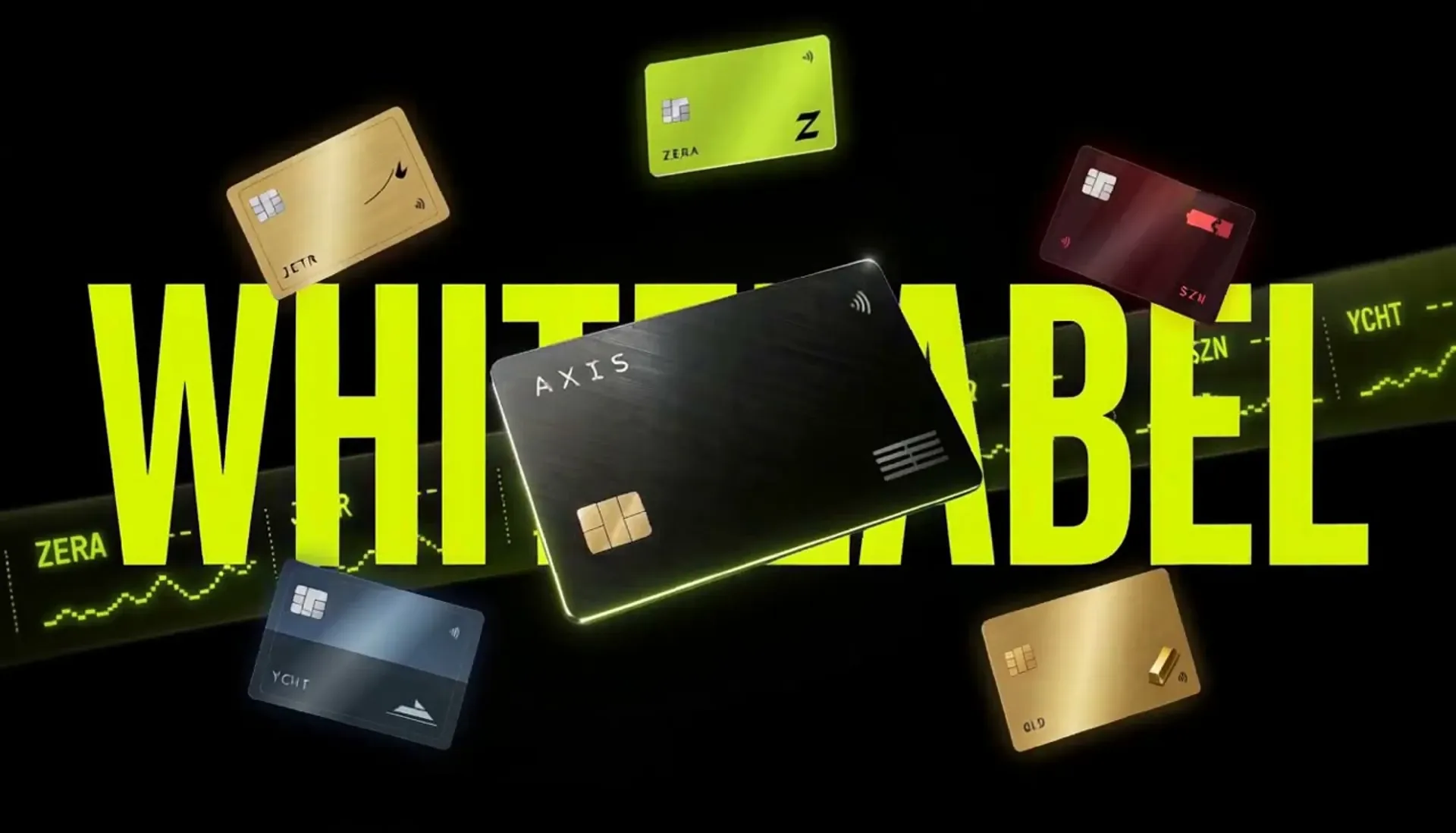 WHITELABEL — the AXIS card with JETR, ZERA, SZN, YCHT and GLD around it.