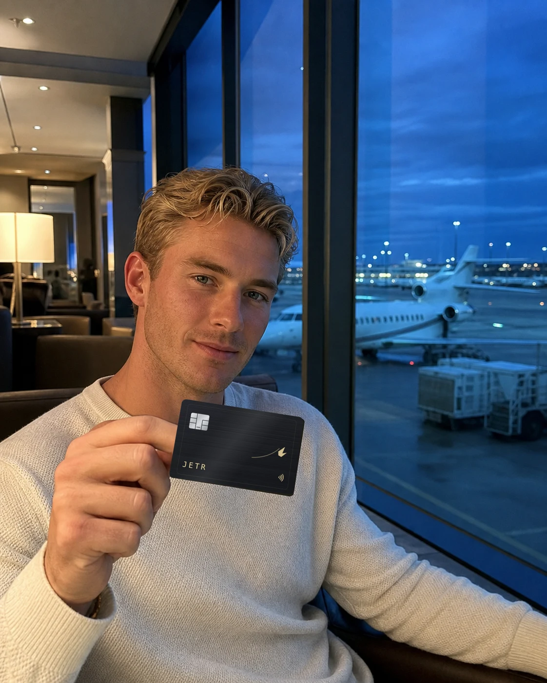 The JETR card held in a private lounge.