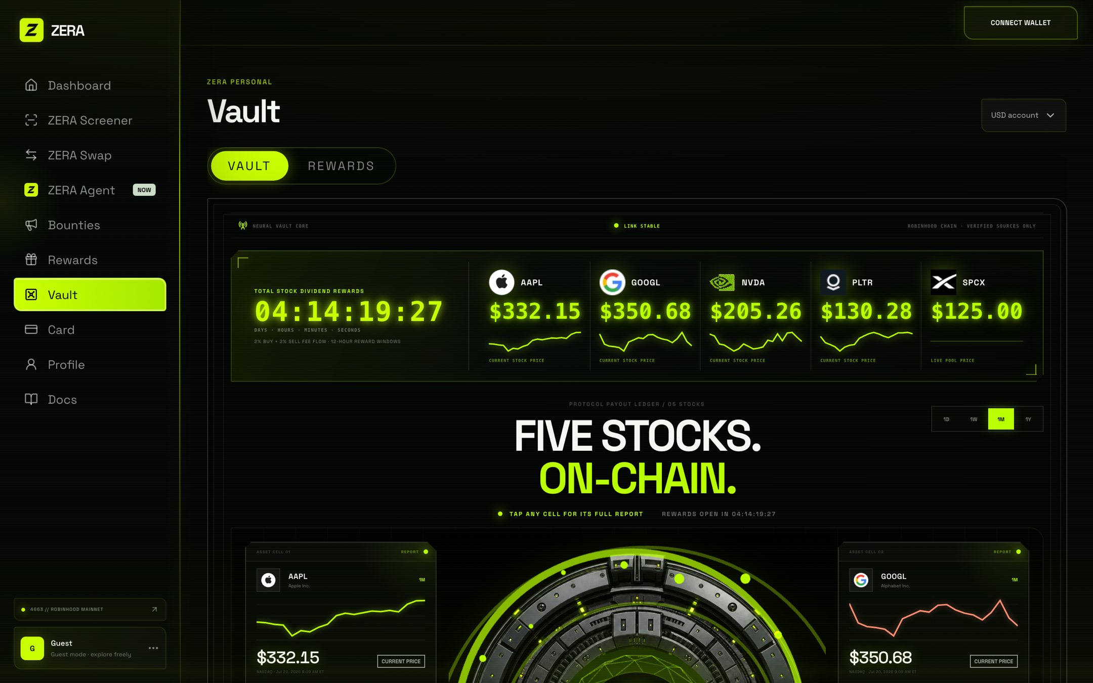 The vault surface in the app